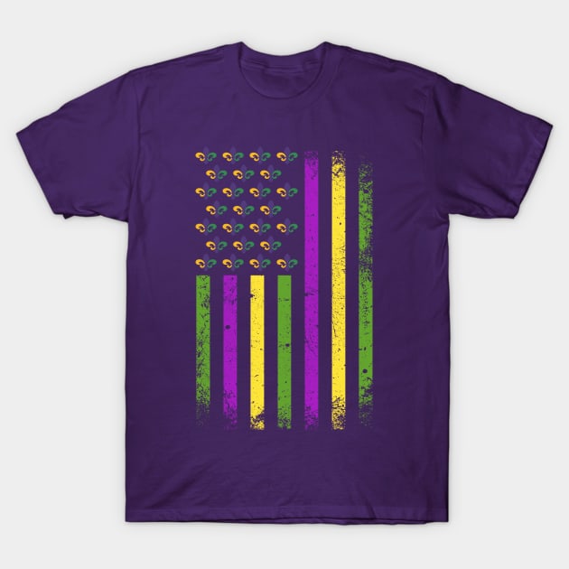 Beautiful Mardi Gras USA Flag Gift T-Shirt by mansoury